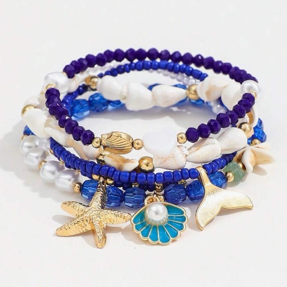 Buy now! Blue ocean elastic bracelet set
